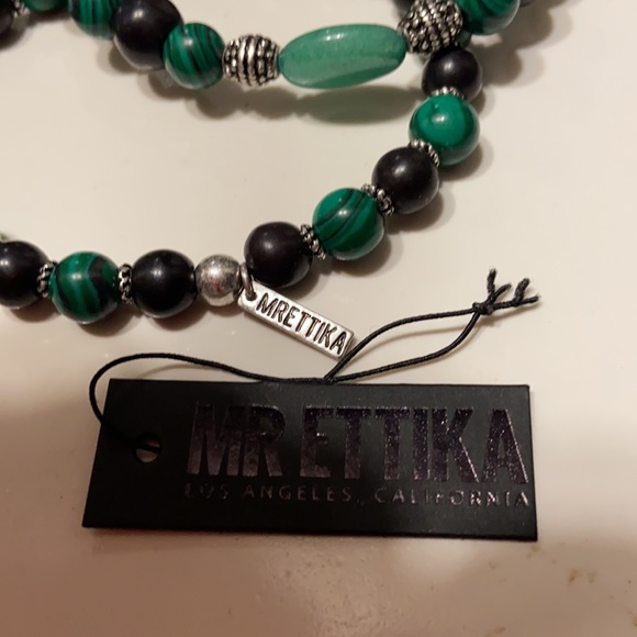 Pair of Men’s Malachite and Silver Bracelets - Picture 7 of 8